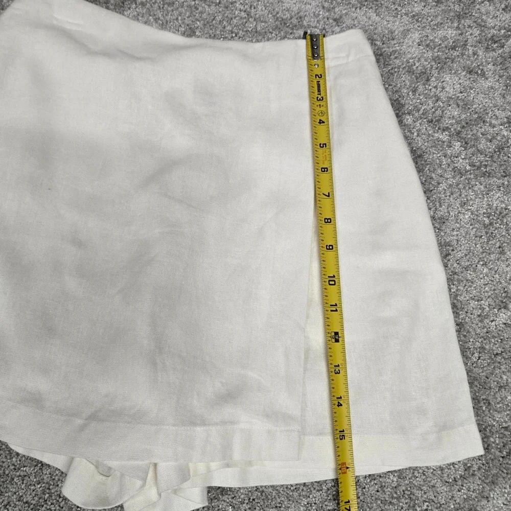 Rae Mode Linen Blend Wrap Front Skort White Women's Size M